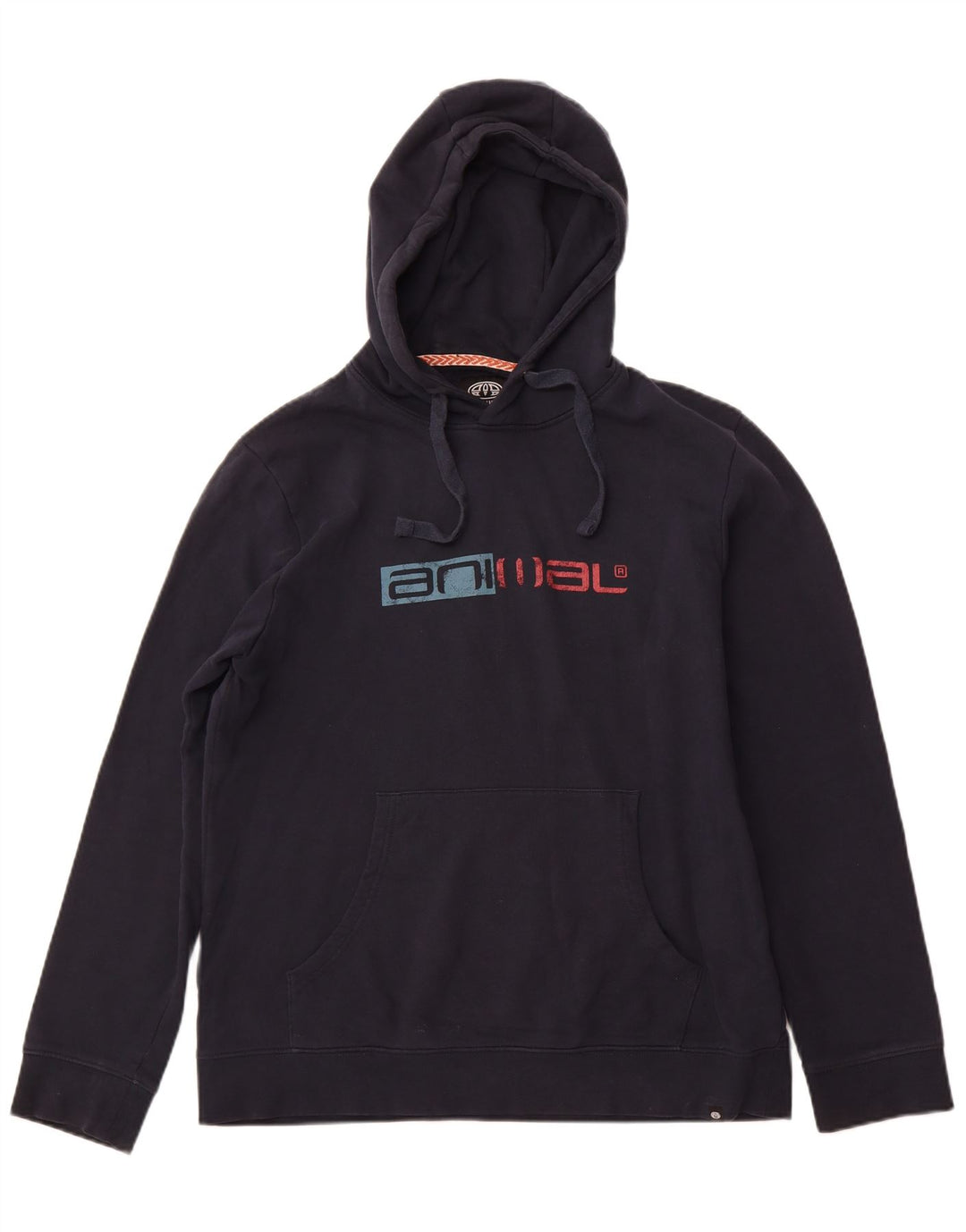 ANIMAL Maglione con cappuccio grafico da uomo grande in cotone blu navy