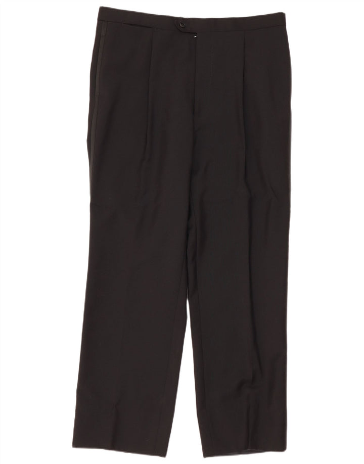 Pantaloni da abito vintage da uomo con pegging W36 L31 neri