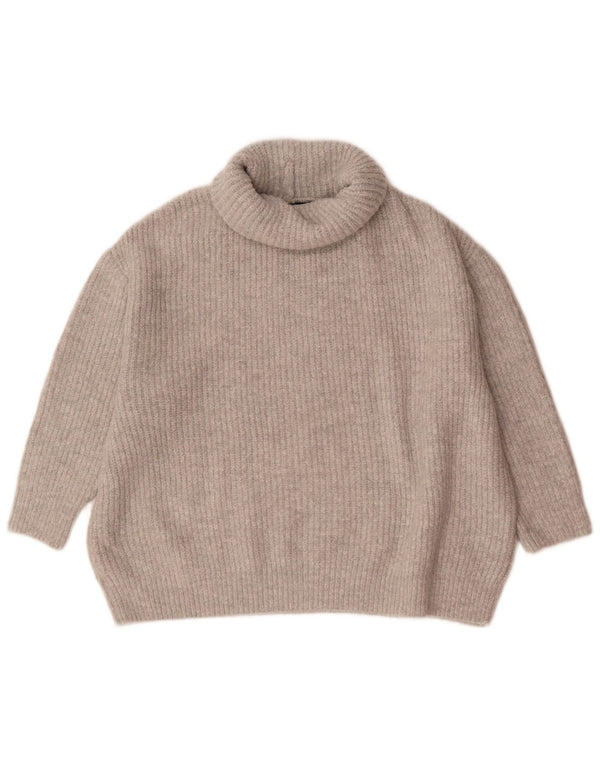 Maglione Zara da donna oversize con collo alto e maniche a 3/4 UK 10 piccolo grigio