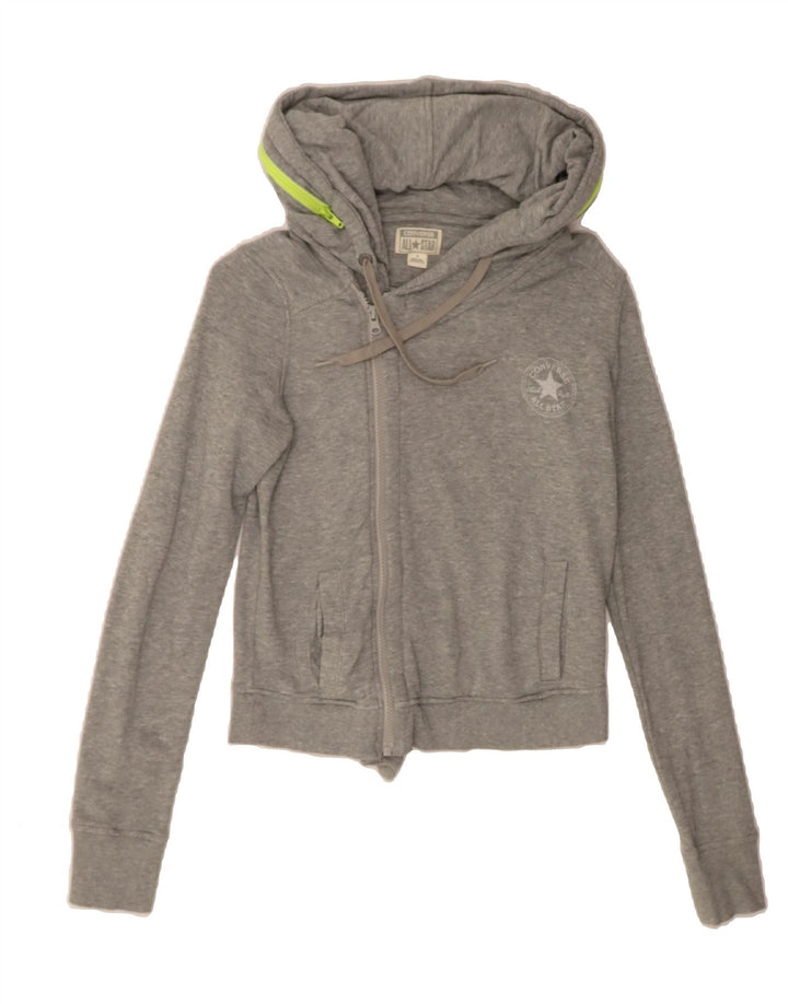 CONVERSE Womens Crop Tracksuit Top Jacket UK 12 Medium Grey Cotton Vintage Converse and Second-Hand Converse from Messina Hembry 