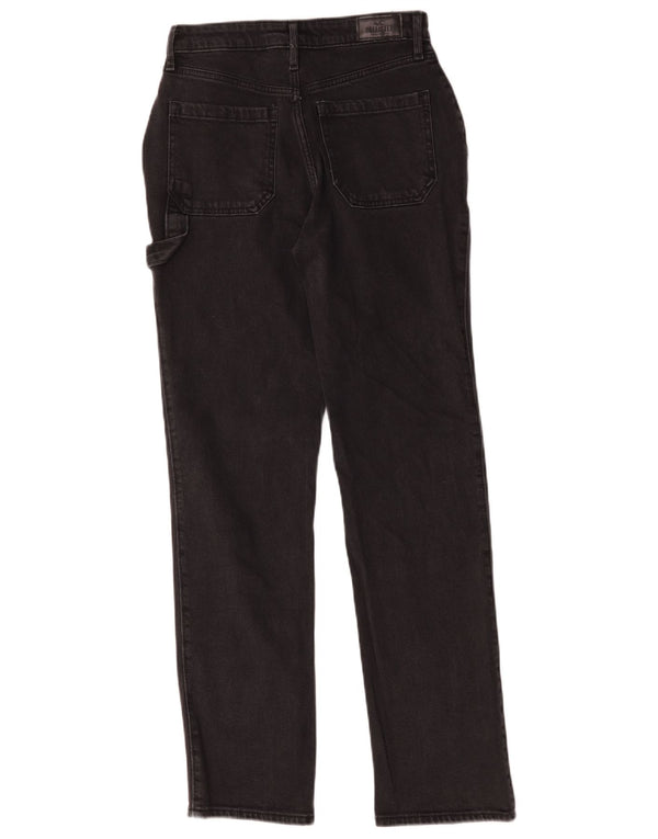 Jeans dritti a vita alta Hollister da donna US 1 XS W25 L31 cotone nero