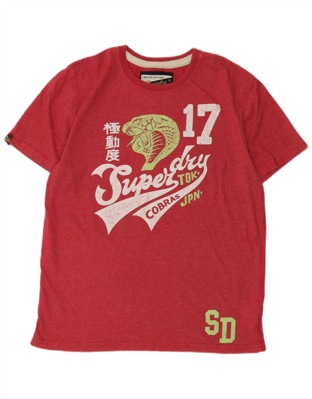 T-shirt grafica da uomo SUPERDRY Top grande in cotone rosso