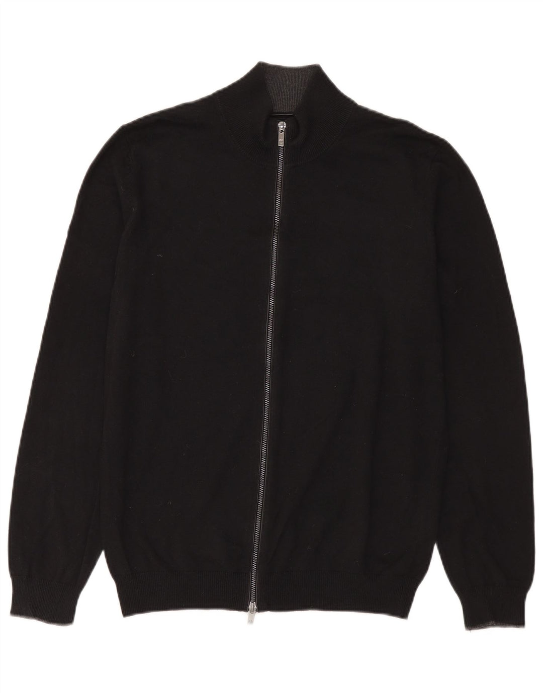 Massimo Dutti Maglione cardigan con zip intera da uomo grande cotone nero