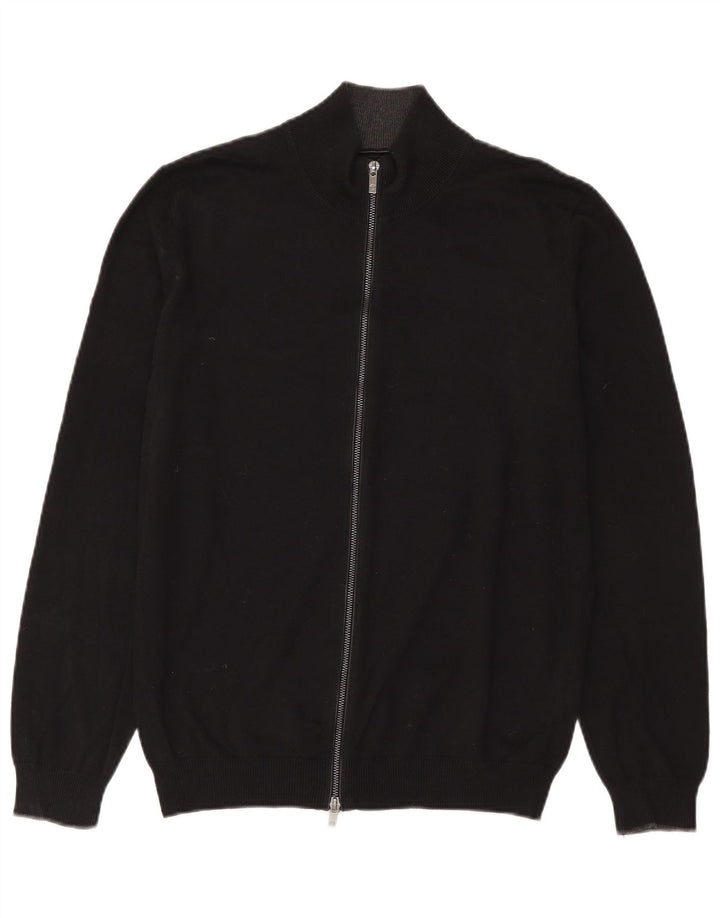 Massimo Dutti Maglione cardigan con zip intera da uomo grande cotone nero