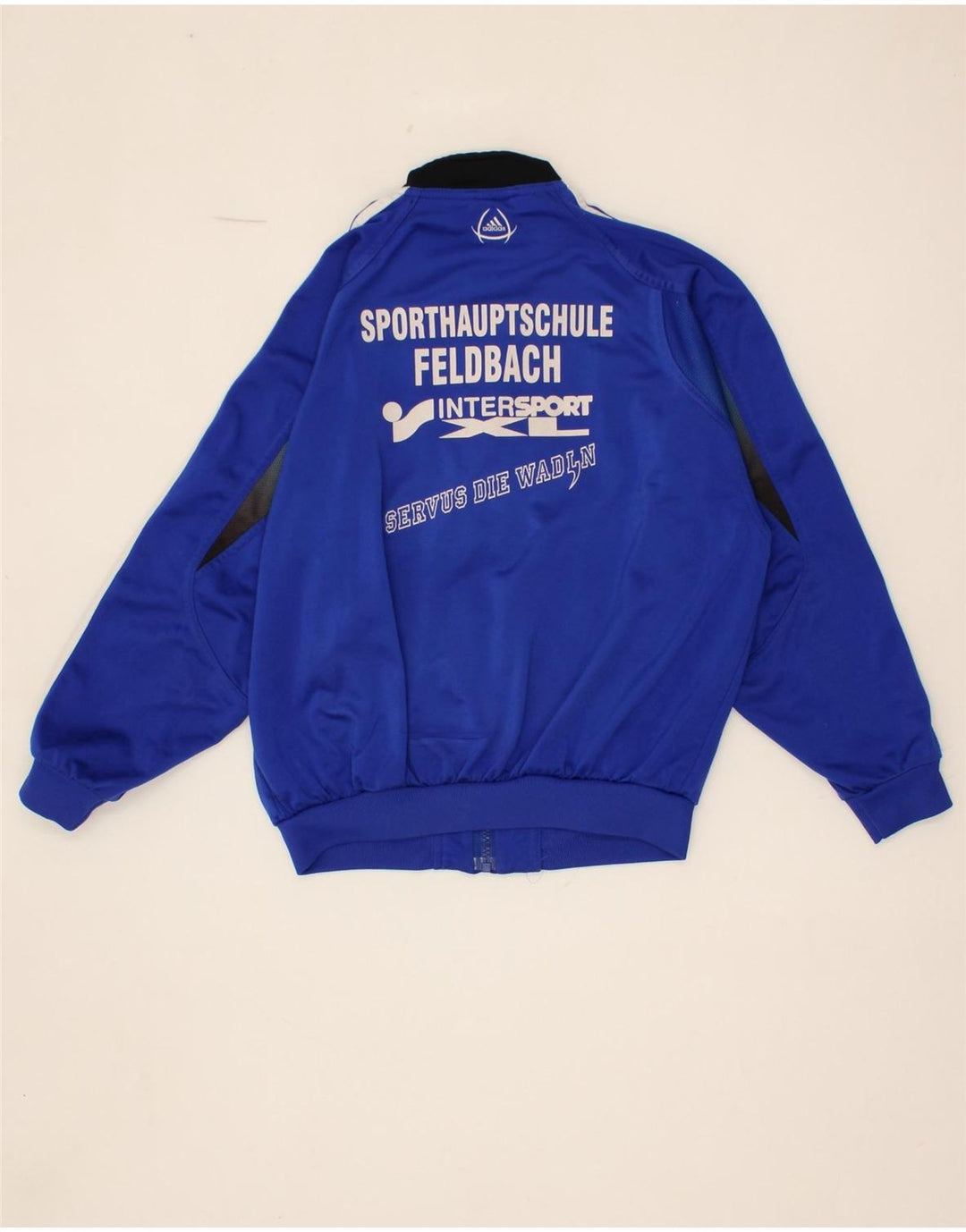 ADIDAS Boys Graphic Tracksuit Top Jacket 11-12 Years Blue Colourblock Vintage Adidas and Second-Hand Adidas from Messina Hembry 
