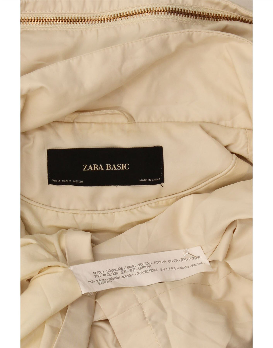 Giubbotto bomber con cappuccio da donna Zara UK 14 poliestere bianco sporco medio