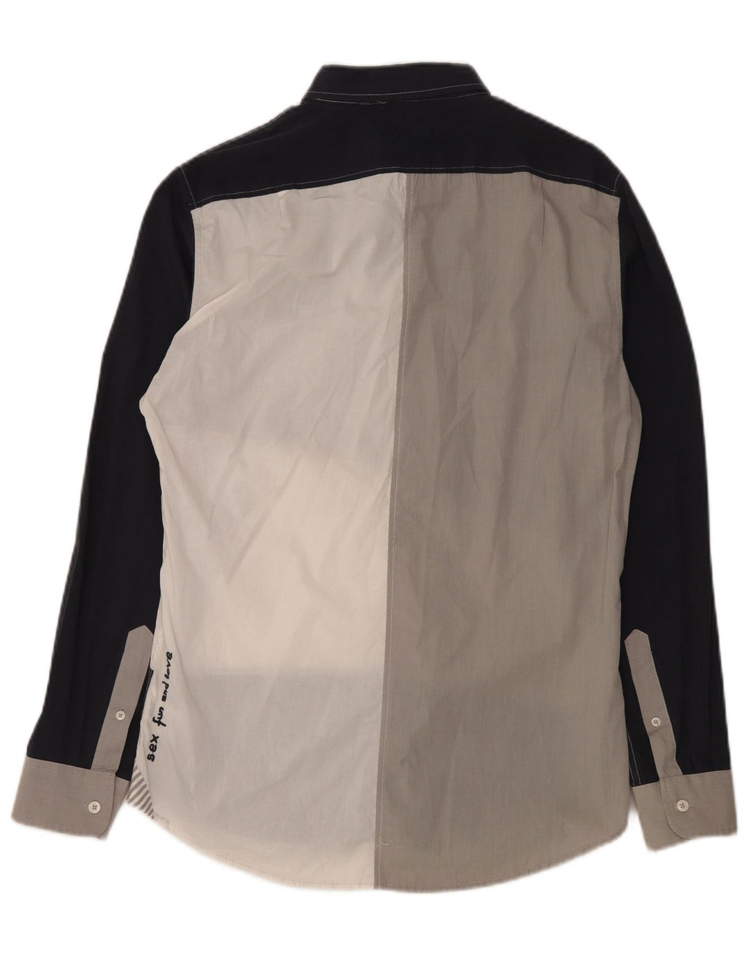 Desigual Camicia grafica da uomo grande in cotone color block multicolore