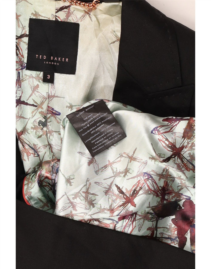 Giacca blazer da donna a 1 bottone Ted Baker taglia 3 media lana nera
