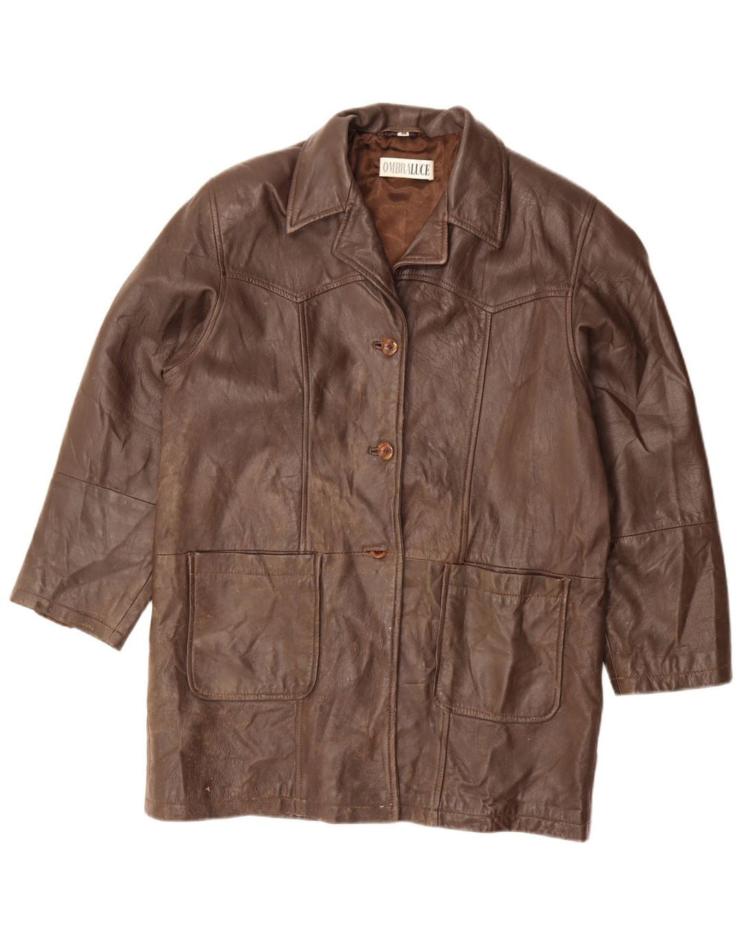 Cappotto Oversize in Pelle da Donna Ombraluce IT 44 Marrone Medio