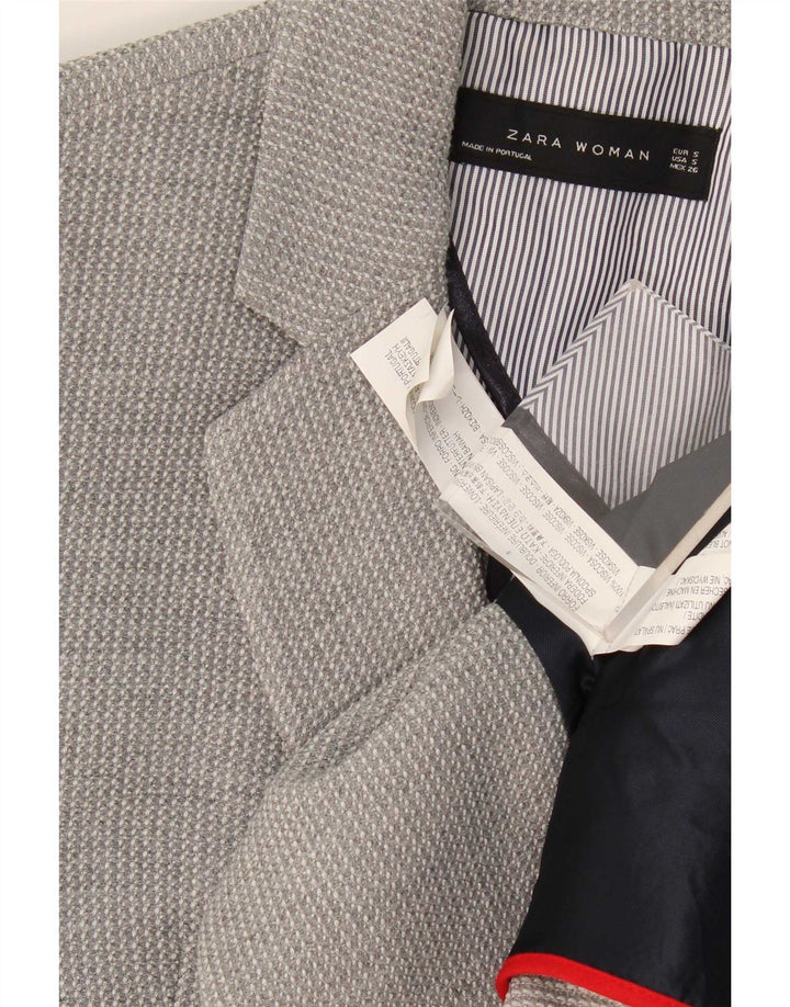 Giacca blazer a 2 bottoni da donna Zara UK 10 piccola viscosa grigia