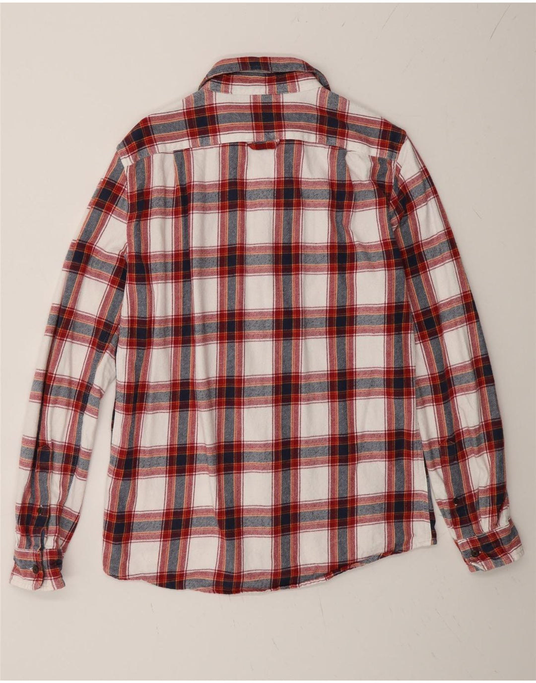 Camicia da lavoro da uomo Superdry, vestibilità regolare, in flanella, in cotone scozzese rosso medio
