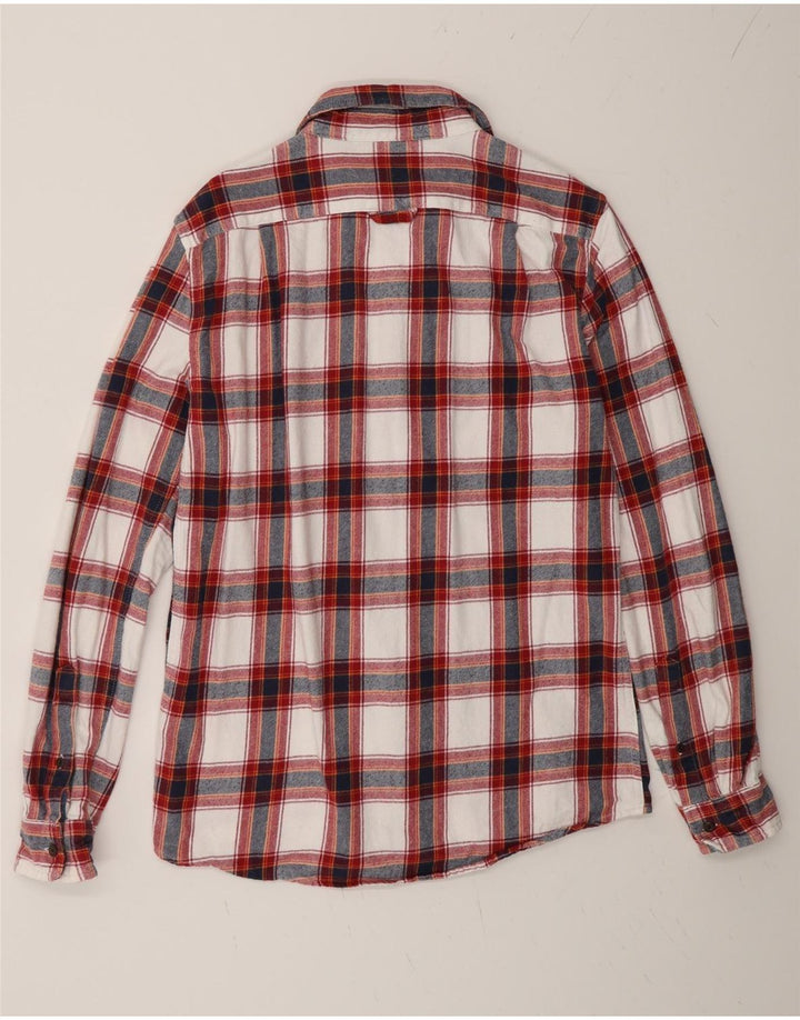 Camicia da lavoro da uomo Superdry, vestibilità regolare, in flanella, in cotone scozzese rosso medio