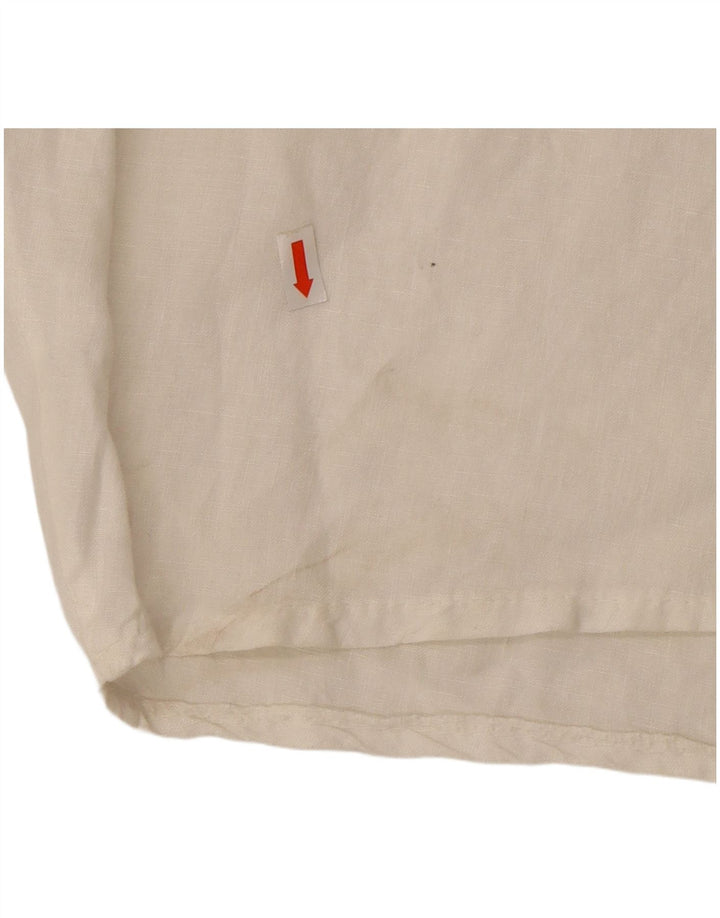 Abito vintage a palloncino da donna UK 12 Lino bianco medio