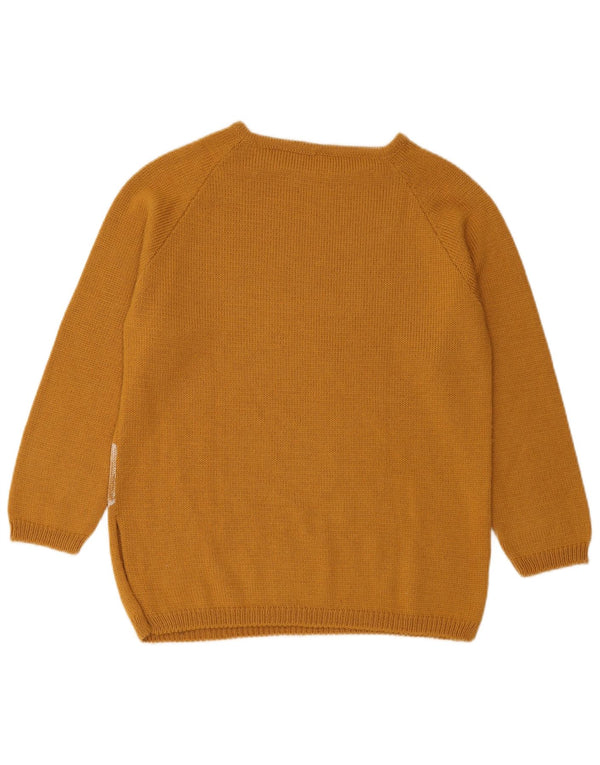 Vintage Womens Crew Neck Jumper Sweater UK 14 Medium Brown Floral Classic