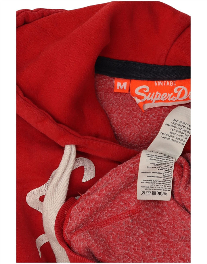Maglione con cappuccio grafico da uomo Superdry in cotone rosso medio