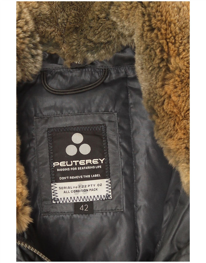 PEUTEREY Giubbotto Imbottito con Cappuccio Donna IT 42 Cotone Grigio Medio