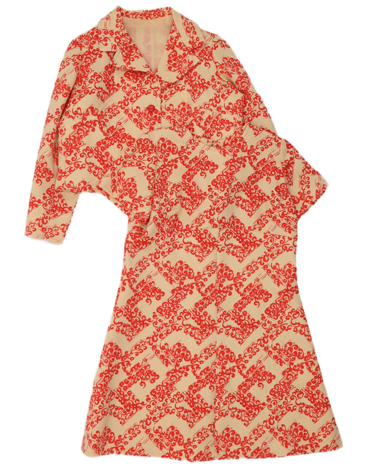 Set da 2 pezzi vintage da donna UK 14 grande motivo floreale beige