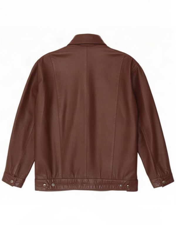 Giacca in pelle vintage da donna UK 14 Marrone medio