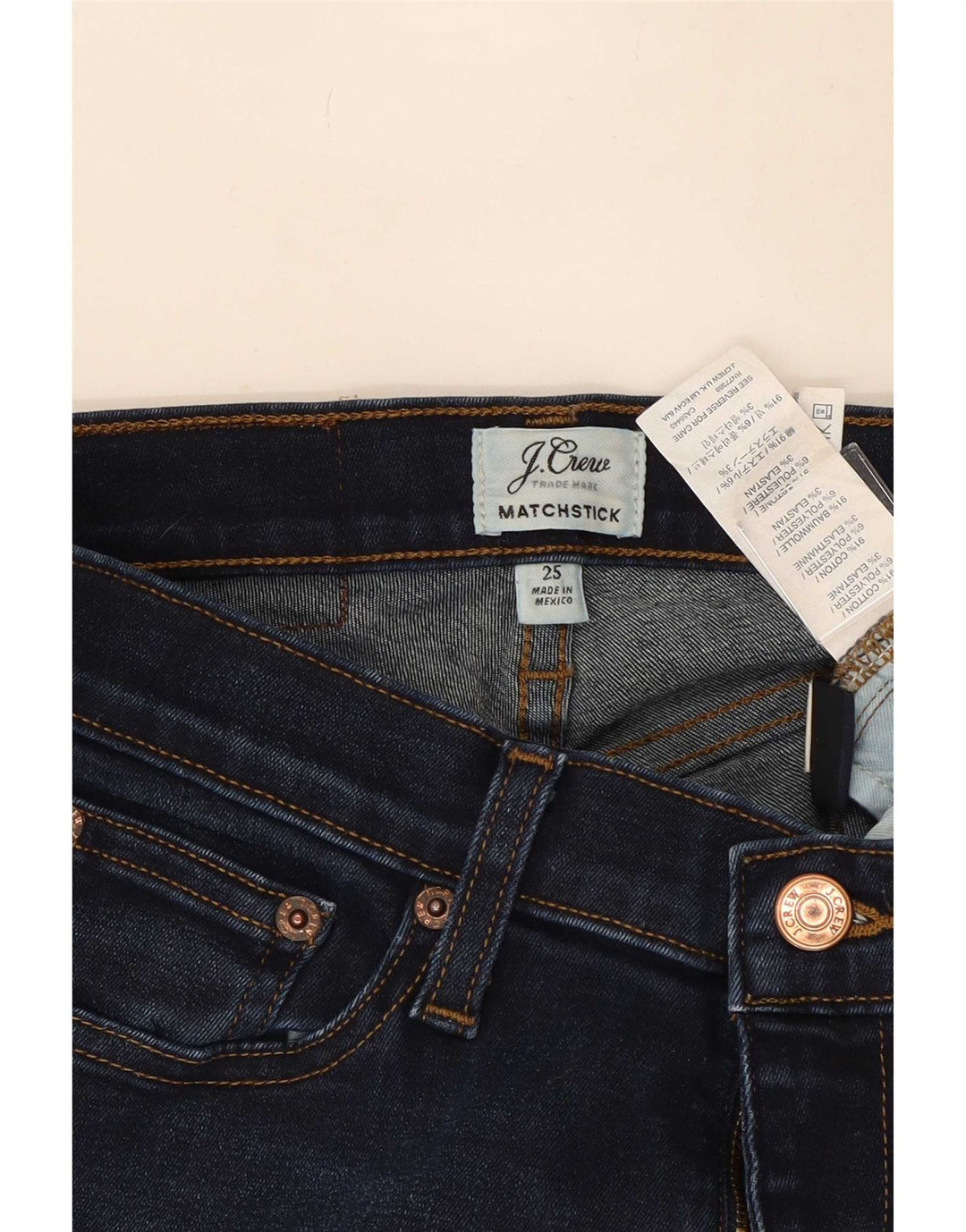 Jeans slim Matchstick da donna J. Crew W25 L30 cotone blu navy
