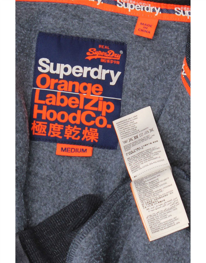 Maglione con cappuccio e zip da uomo Superdry in cotone screziato blu navy medio