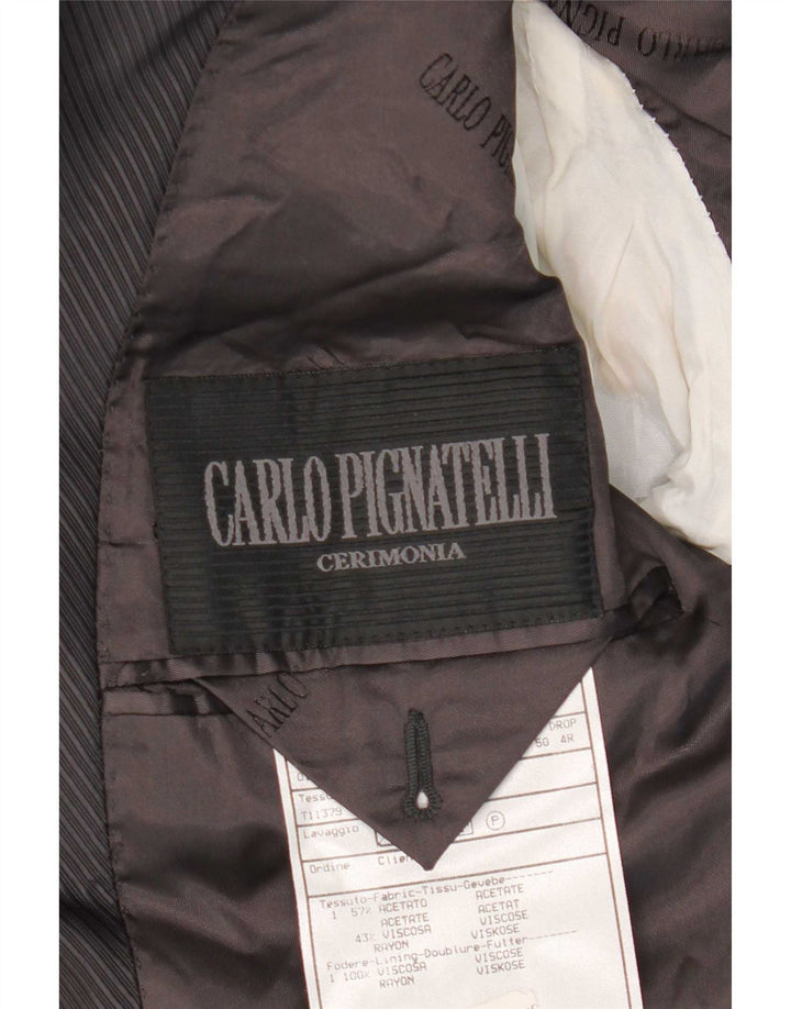 Giacca Blazer da Uomo a 4 Bottoni Carlo Pignatelli IT 50 Gessato Grande Nero