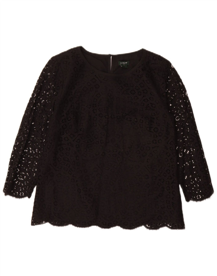 J. CREW Camicetta da donna con maniche a 3/4 Top US 8 Cotone floreale nero medio