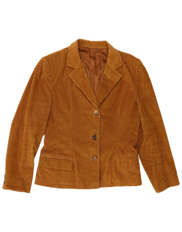 Giacca vintage da donna in velluto a coste a 3 bottoni UK 12 Marrone medio