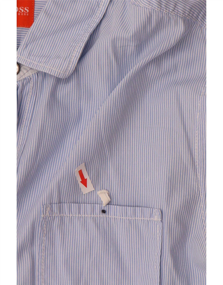 Camicia da uomo Hugo Boss Large in cotone gessato blu