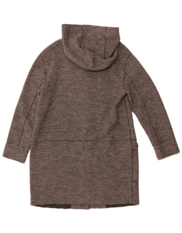 Soprabito con cappuccio da donna ZARA UK 14 grigio medio in lana
