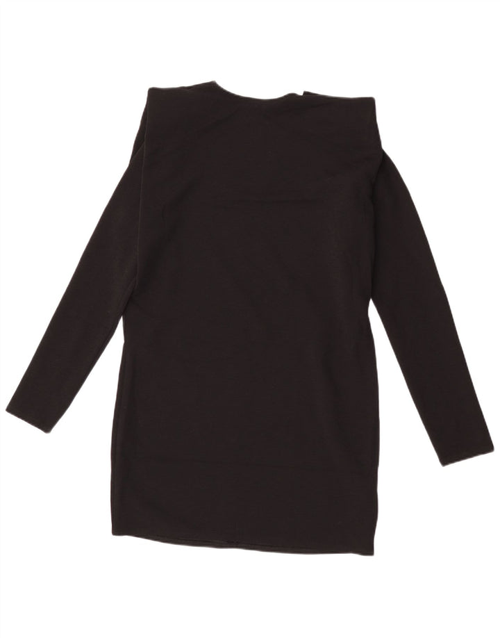 Abito a trapezio a maniche lunghe da donna Zara UK 14 medio nero
