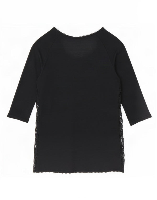 Top trasparente da donna Zara manica 3/4 UK 12 medio nero