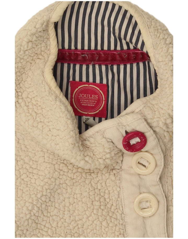 Maglione in pile da donna Joules con collo a bottoni UK 12 medio bianco sporco