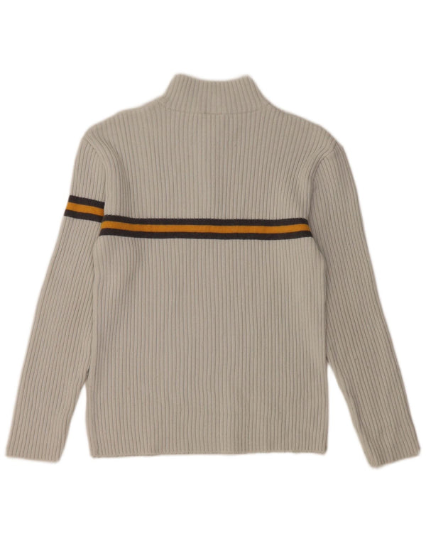 Maglione da donna FILA con zip e collo UK 10 piccolo in lana a righe grigie