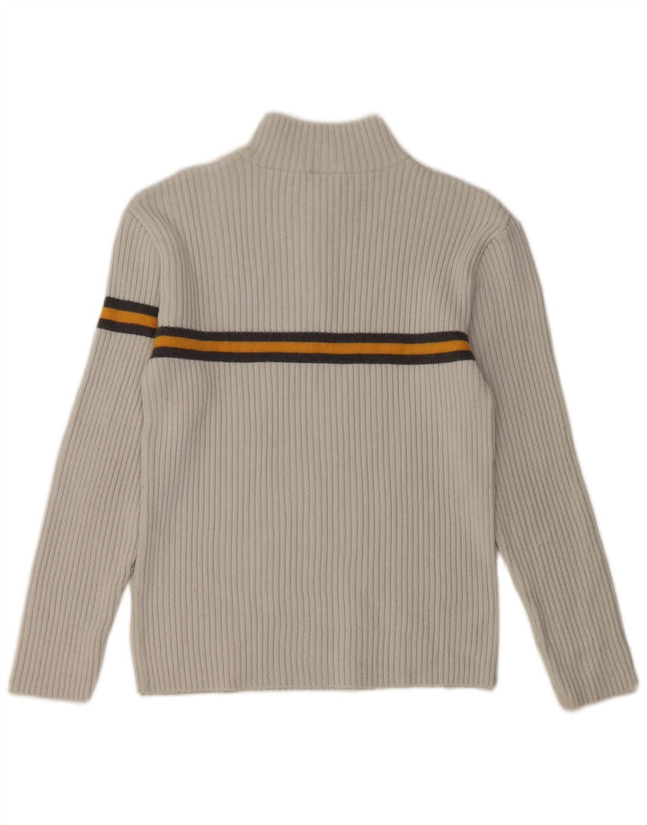 Maglione da donna FILA con zip e collo UK 10 piccolo in lana a righe grigie