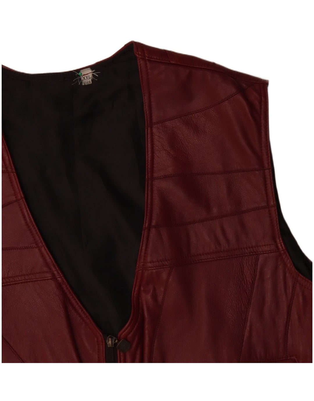 Gilet in pelle da uomo vintage UK 44 2XL Patchwork bordeaux