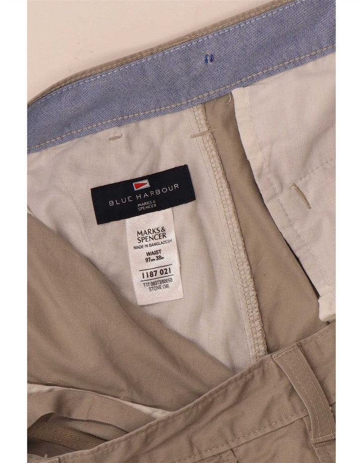 Pantaloncini chino da uomo Marks & Spencer blu Harbour W38 XL cotone beige