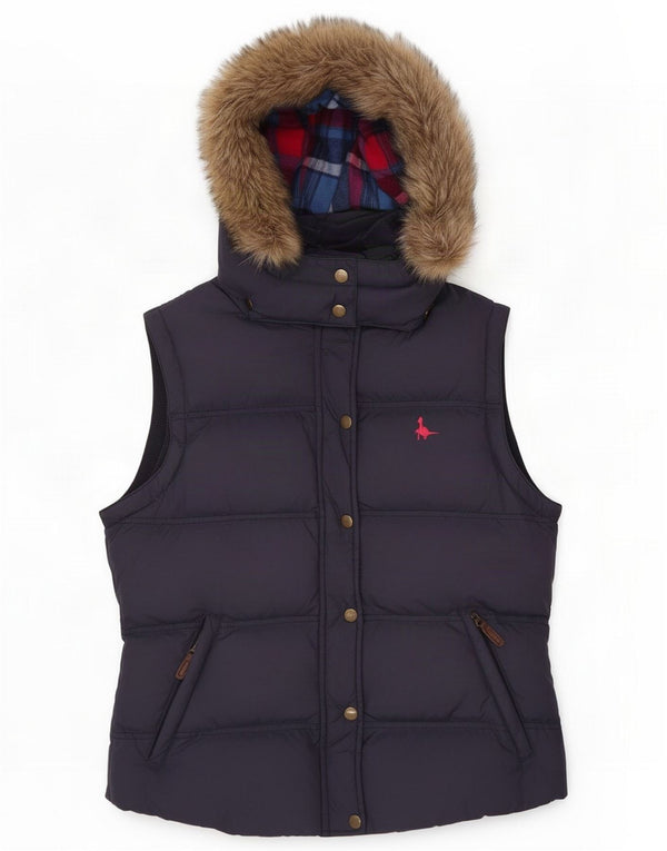 Gilet imbottito con cappuccio da donna Jack Wills UK 12 medio Blu navy