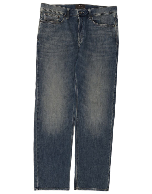 Jeans dritti da uomo Marks & Spencer W34 L31 cotone blu