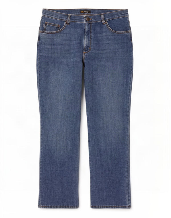 Jeans dritti Lee da donna a vita media con vestibilità rilassata US 14 XL W35 L28 cotone blu