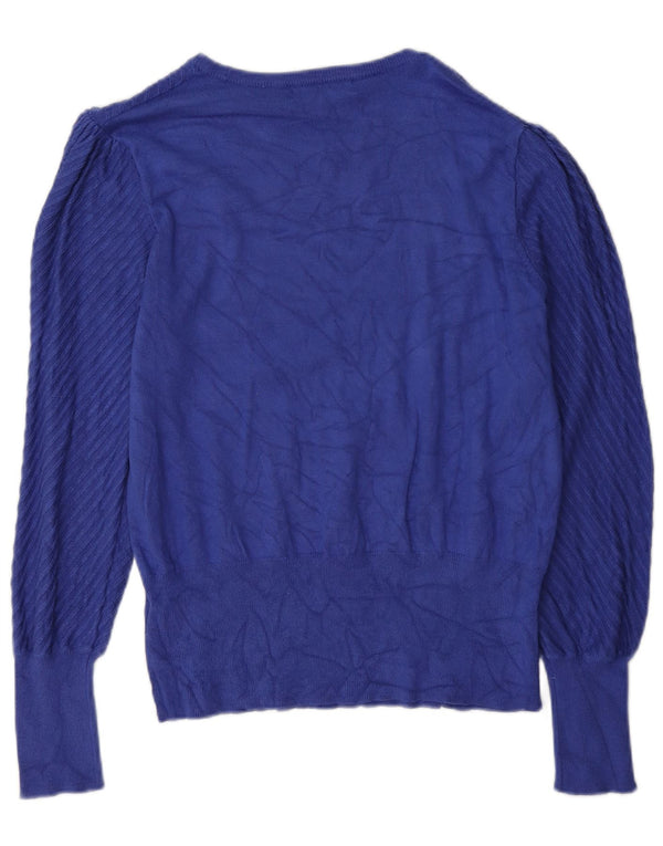 Maglione maglione con scollo a barca da donna Marks & Spencer UK 16 grande viscosa blu