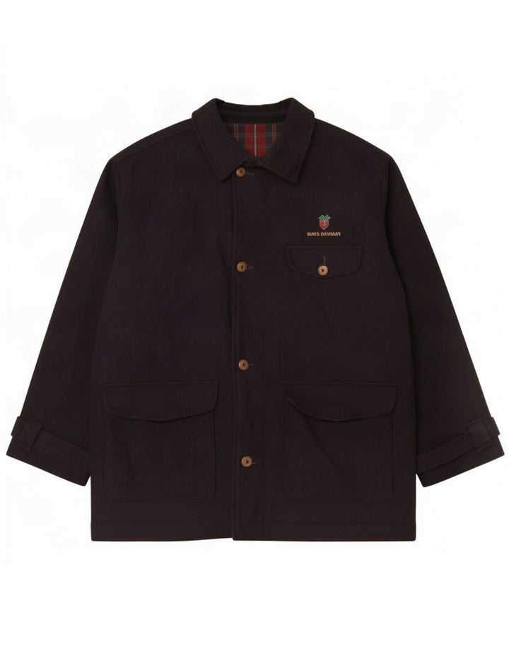 Giacca utilitaria vintage da uomo UK 40 grande in lana blu navy