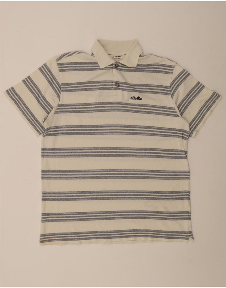 Polo da uomo Ellesse UK 38 cotone a righe bianche medie