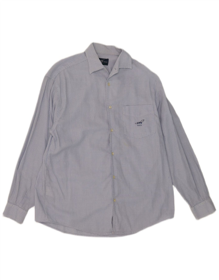 Camicia in flanella da uomo Henry Cottons taglia 16 grande cotone a quadri blu