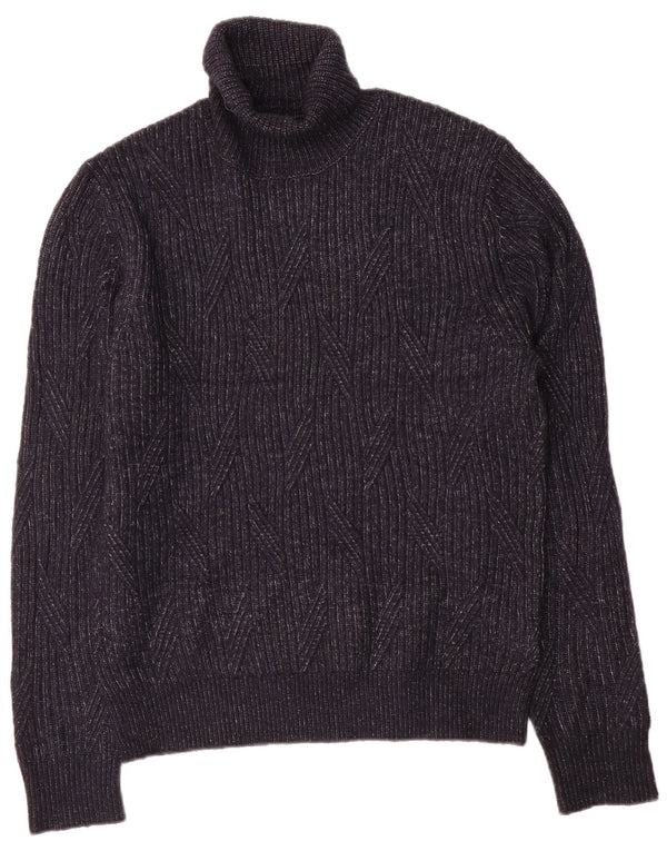 Marks & Spencer Maglione da uomo con collo alto e maglione grande in lana blu navy