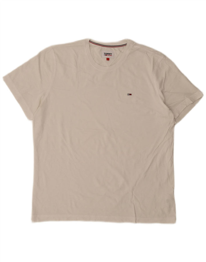 TOMMY HILFIGER T-shirt da uomo Top Large in cotone bianco