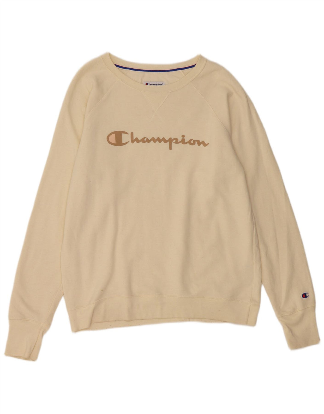 CHAMPION Womens Graphic Sweatshirt Jumper UK 18 XL Off White Polyester