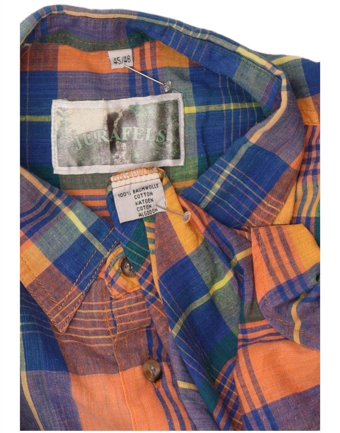 Camicia vintage da uomo vestibilità regolare taglia 45/46 2XL cotone a quadri multicolore