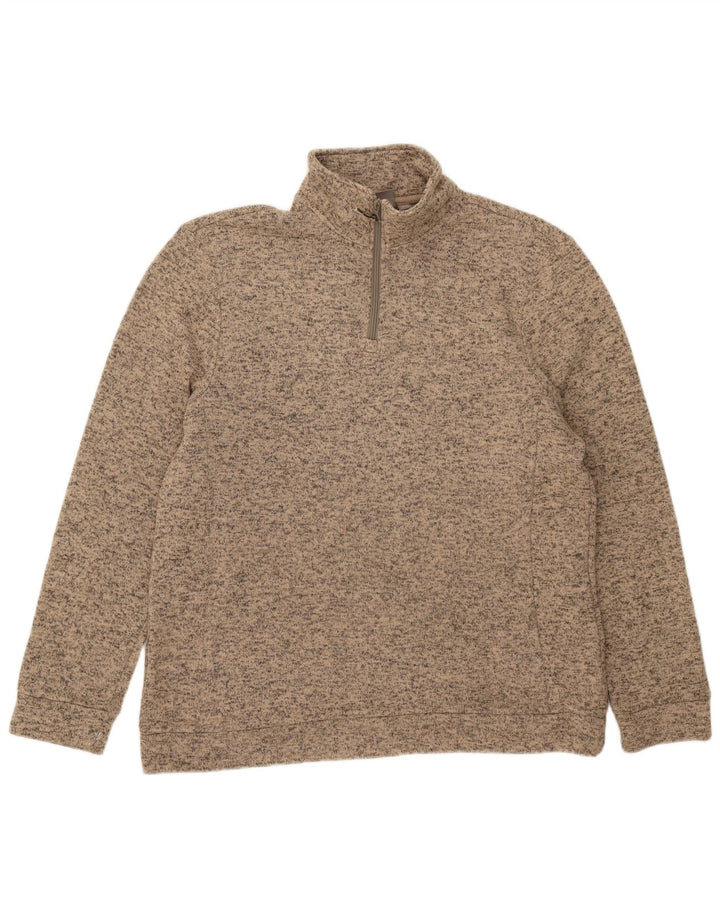 Felpa da uomo con collo con zip Mountain Warehouse Maglione XL Beige screziato