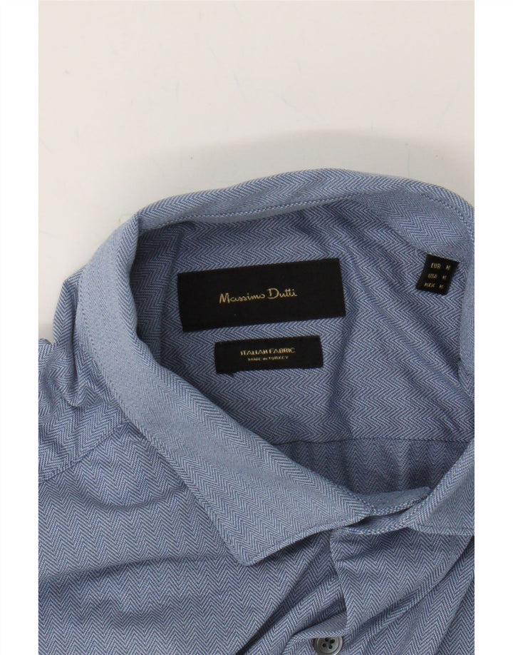 MASSIMO DUTTI Mens Shirt Medium Blue Herringbone Vintage Massimo Dutti and Second-Hand Massimo Dutti from Messina Hembry 