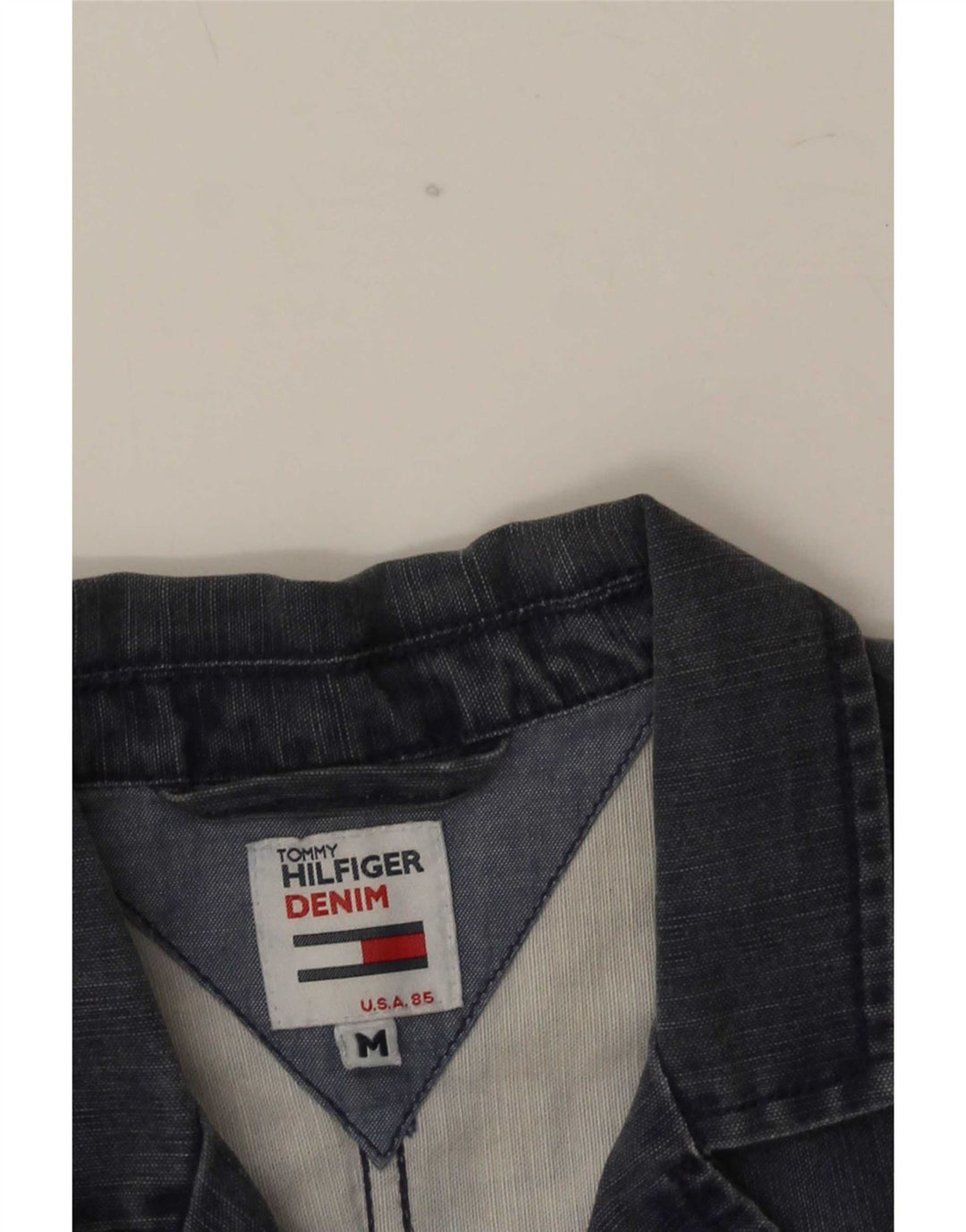 Giacca blazer in denim a 3 bottoni da donna Tommy Hilfiger UK 12 medio blu navy